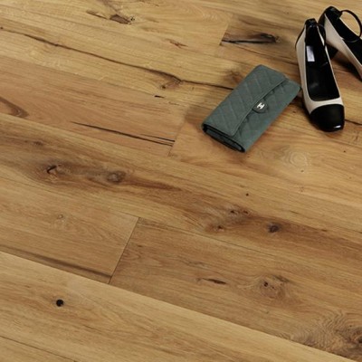 Premier quality cracked and oil finished European white oak wire brushed engineered wood flooring